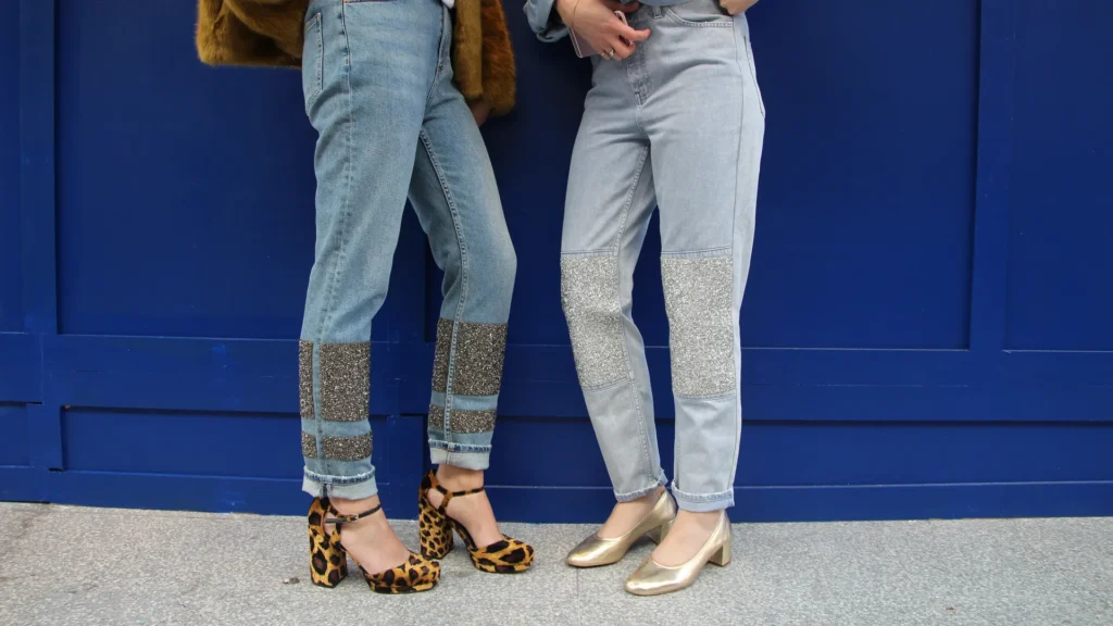 Regreso Glitter Jeans Brillantes Nunca